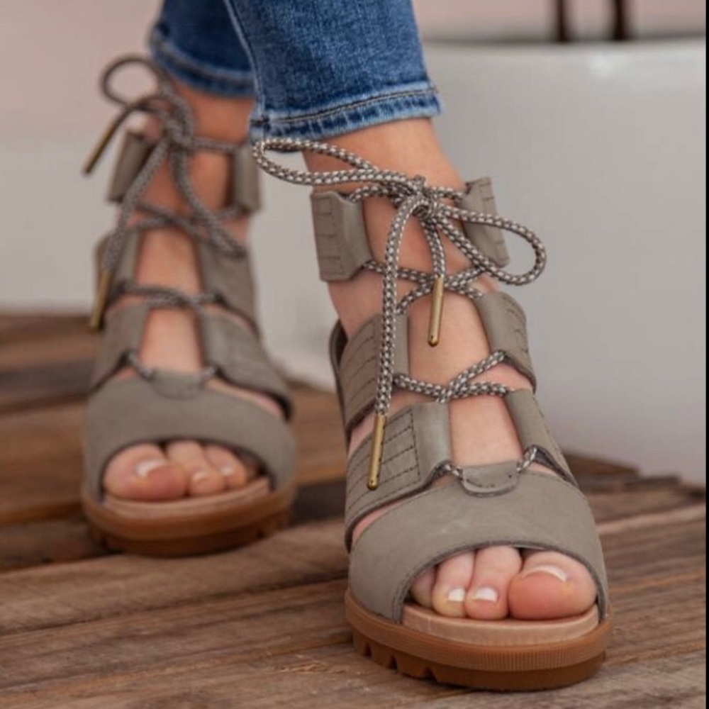 Sorel Joanie II Lace Wedge Sandal *Sage* New